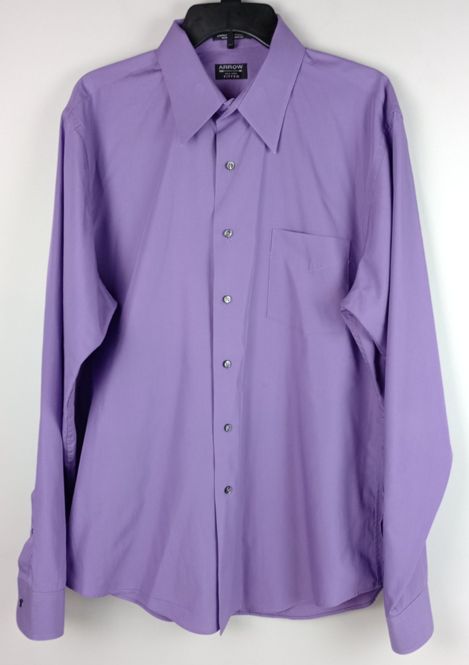 Arrow Mens 17 36/37 XL Purple Wrinkle Free Long Sleeve Button Up Dress Shirt